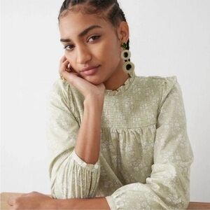 J. Crew Liberty Capel Floral Smocked Button Blouse Organic Cotton Top M Org.$89